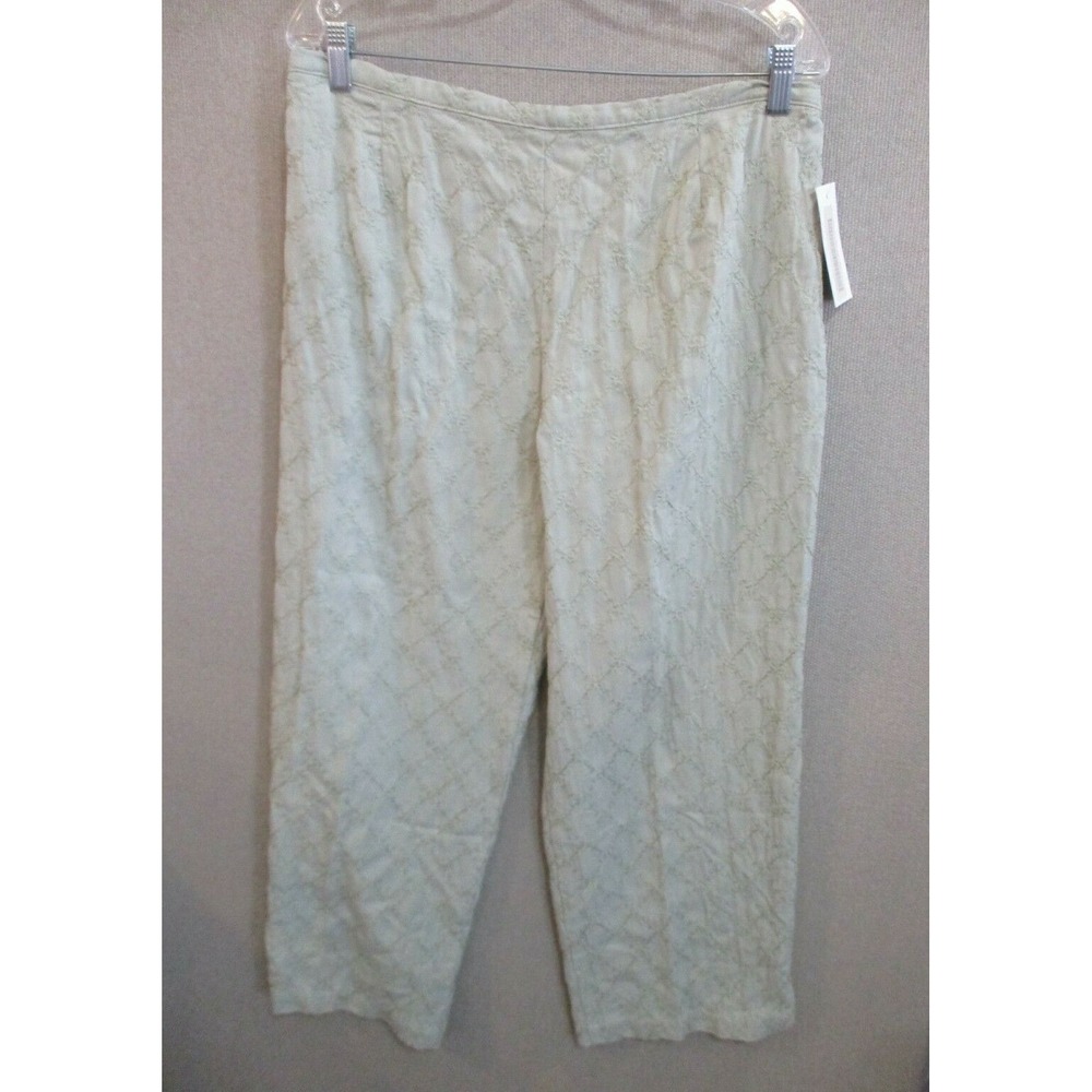 VTG 90's Amanda Gray Pants Size Large NWT Embroidered Crop Tencel Back Elastic
